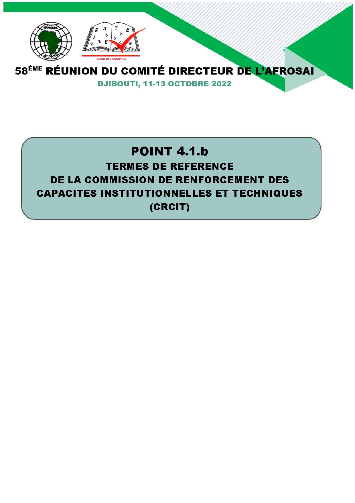 Termes de référence de la Commission de renforcement des capacités institutionnelles et techniques (CRCIT)