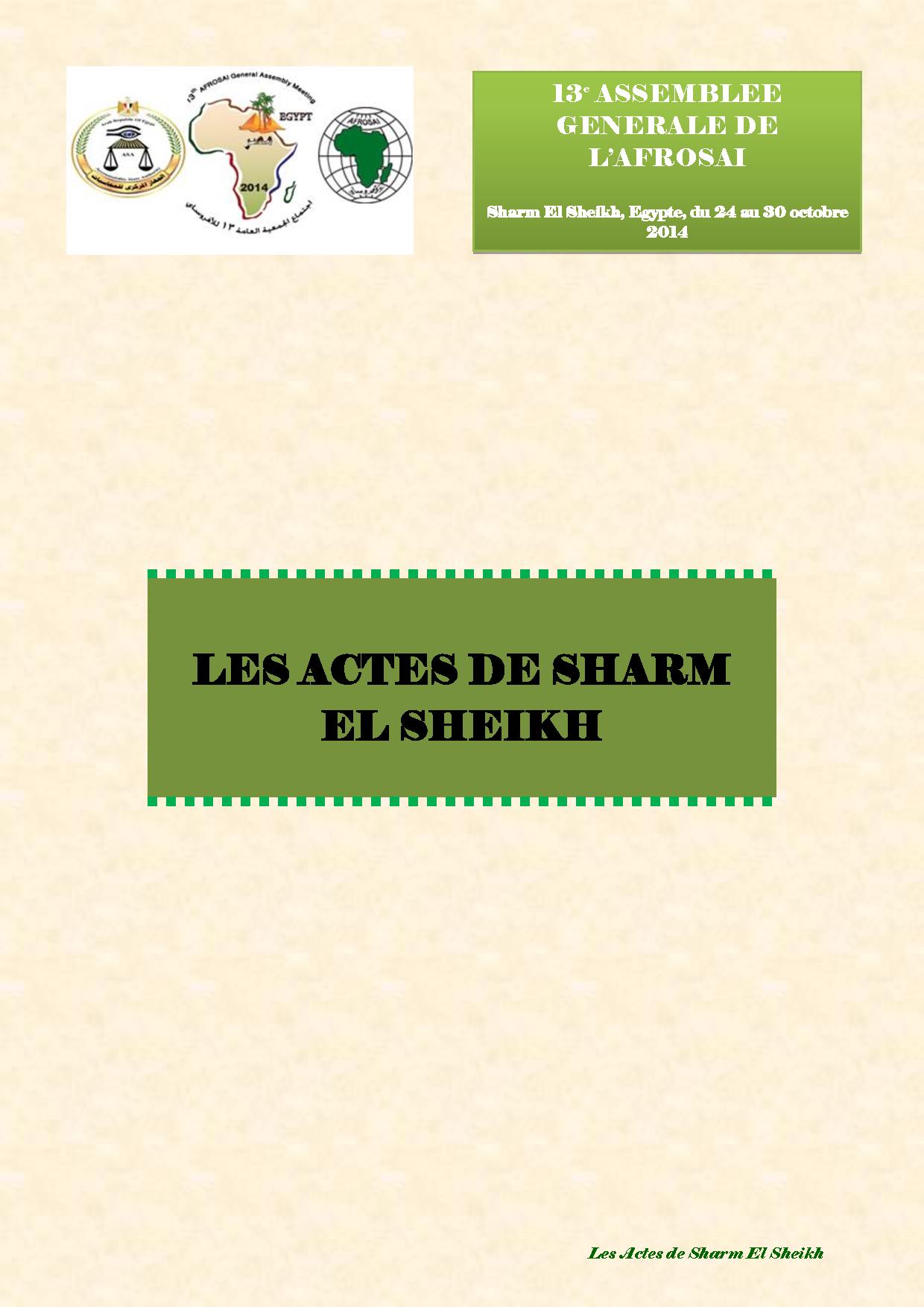 Les Actes de Sharm El Sheikh – 13ème Assemblée Générale de l’AFROSAI
